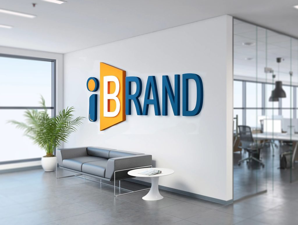 3d logo on white wall 3d logo on white wall